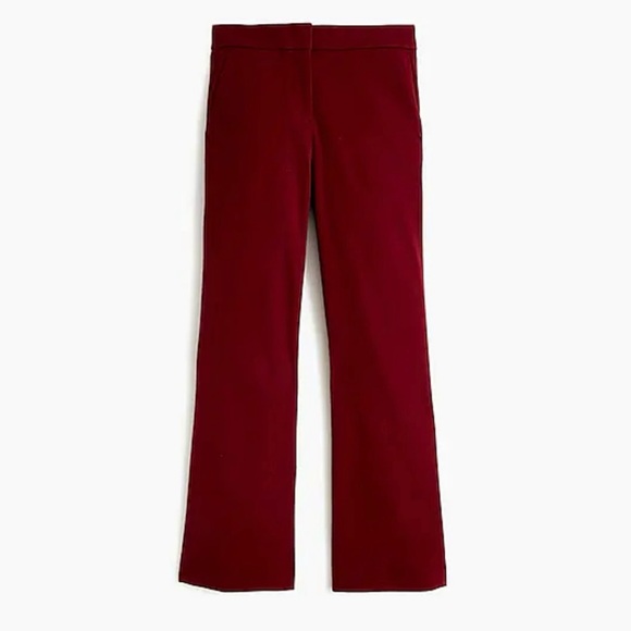 J Crew 14 Burgundy Red Kelsey Flare Pant Cropped Cotton Trousers Career Work - Picture 12 of 13